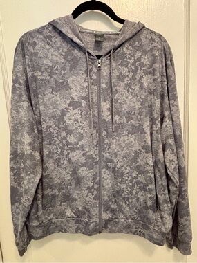 Free Country Gray Floral Zip Hoodie Jacket